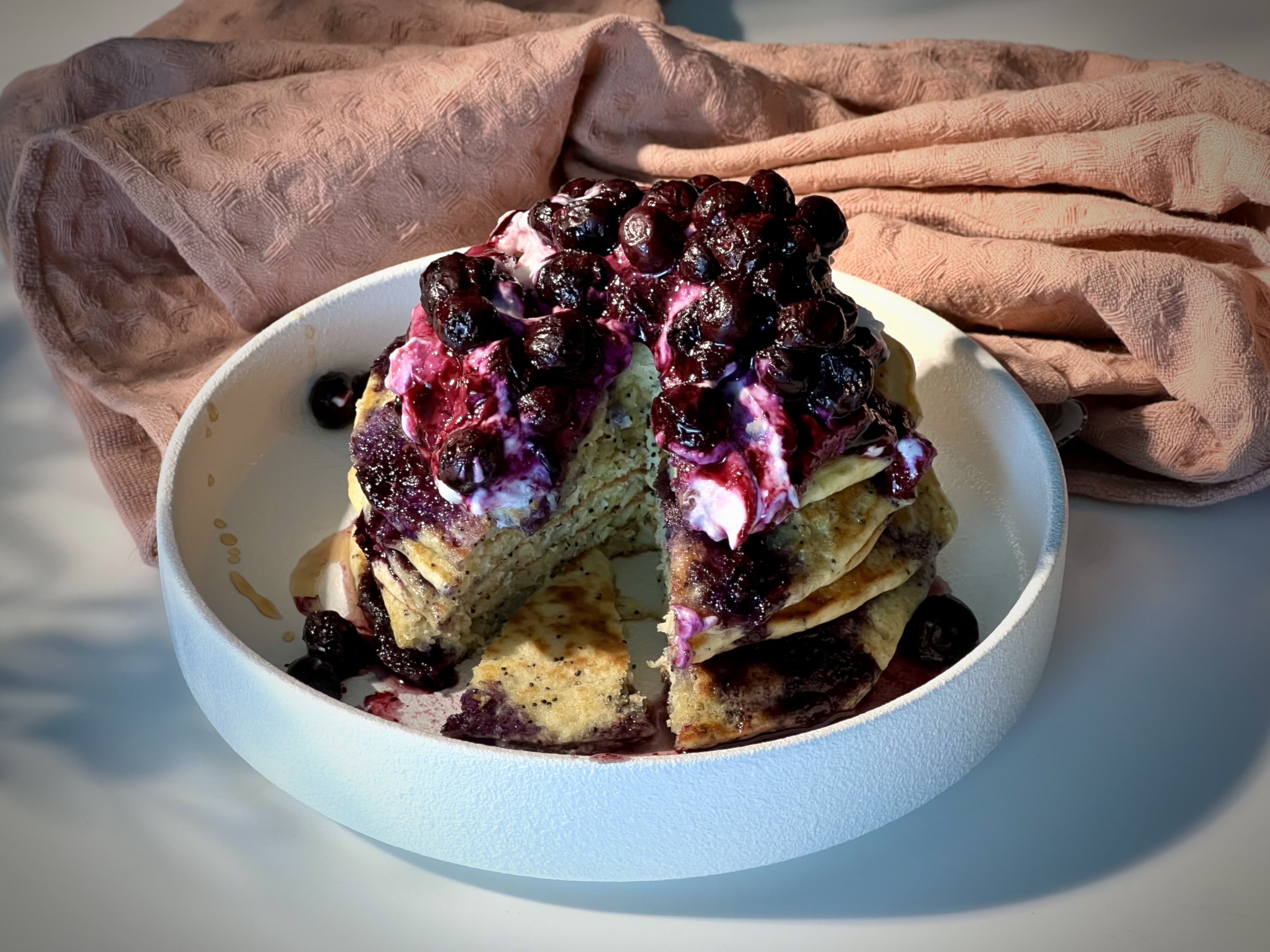 Lemon Poppy Seed Pancakes with Blueberries